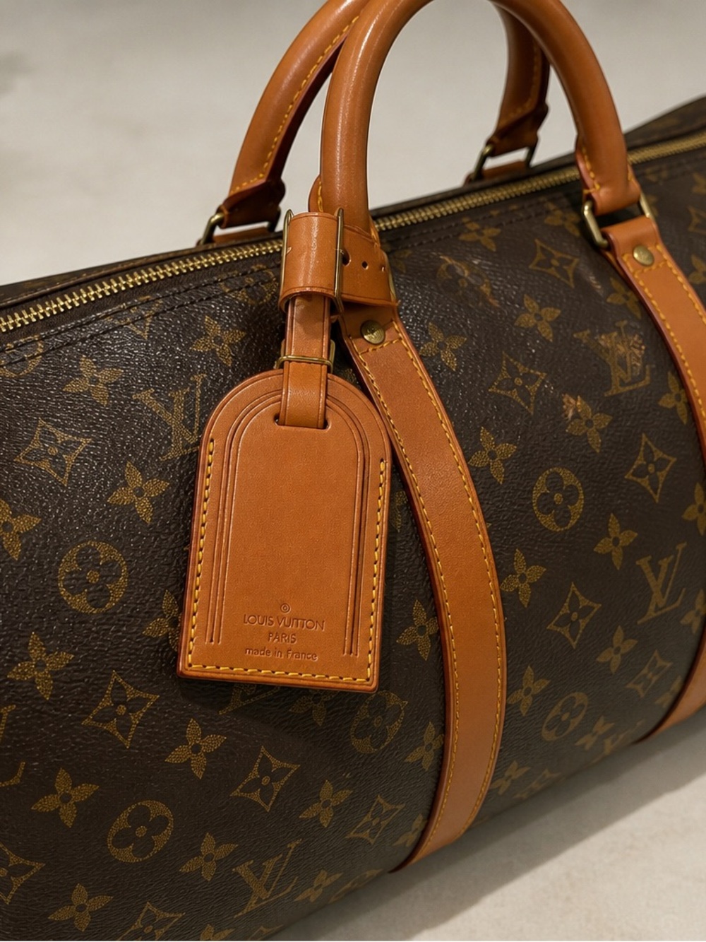 EUC Louis Vuitton Tan Leather Luggage Tag SET